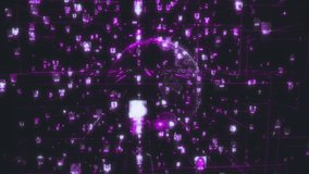 people portraits in cyberspace in social network concept as big data stream of faces connected each other by dark purple lines on the background of the planet earth model, 3d rendering 4K video. - Powered by Shutterstock - Get 15% off with code: PIKWIZARD15