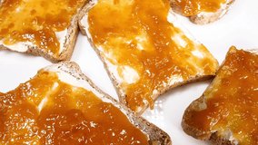 Bread with Fruit Jam Marmalade and Butter