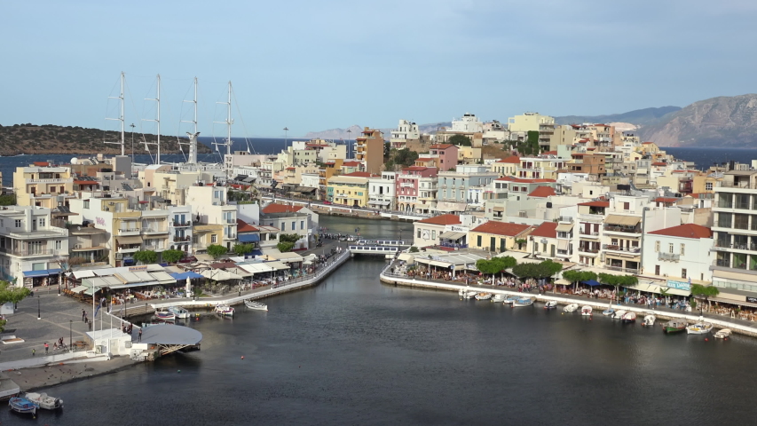 View of the port at Agios Nikolaos, Greece image - Free stock photo ...