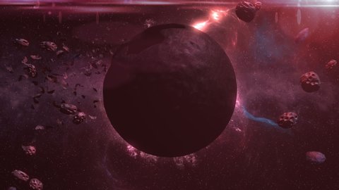 Planet With Meteors In An Unknown Galaxy