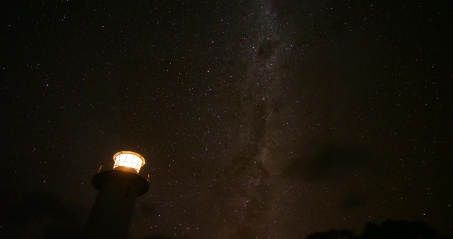 Time Lapse of Stars over Lighthouse