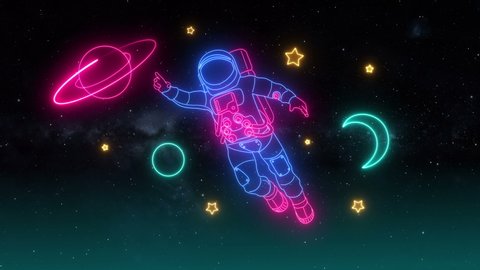 astronaut search new planets space neon Stock Footage Video (100% ...