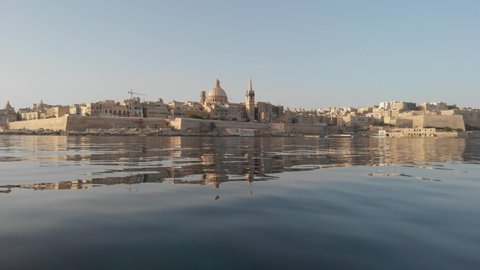 Valletta on a sunny morning. View from the bay. Malta.