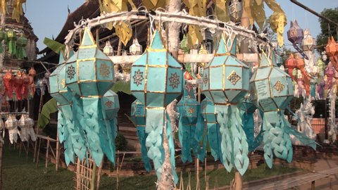 Thai Lanna lanterns at Loi Krathong (Yi Peng) Festival in Chiang Mai, Thailand