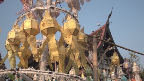 Thai Lanna lanterns at Loi Krathong (Yi Peng) Festival in Chiang Mai, Thailand