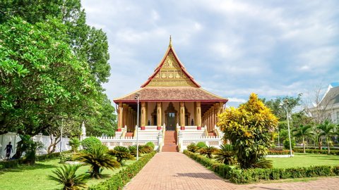 Time-lapse Beautiful Architecture at Haw Phra Kaew Temple, Vientiane, Laos