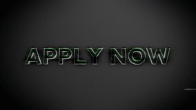 Apply now advertising text banner intro outro. Apply now glass and chrome title reveal animation.
 - Powered by Shutterstock - Get 15% off with code: PIKWIZARD15