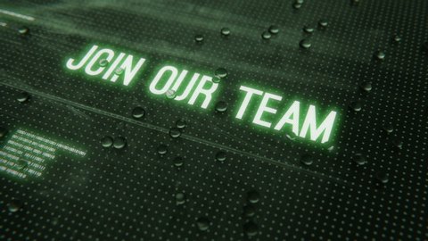 Join our team intro outro text. Join our team advertising rainy glass title reveal.
