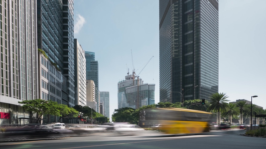 Manila downtown business area traffic time lapse