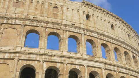  Panorama of the ancient colliseum in Rome. Italy's biggest tourist attraction. European history. 4K