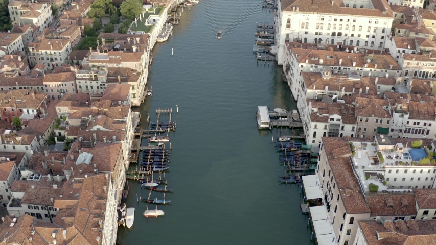 Magnificent aerial view of the Canal Grande and the boats