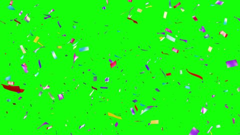 Thousands of confetti falling. Animated background. Green Screen.