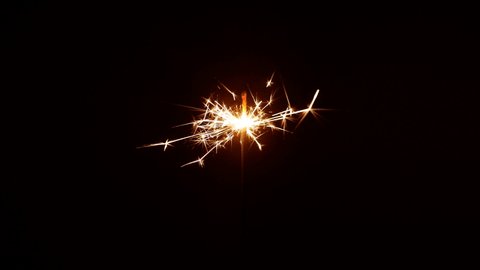 Burning Sparkler Flying Sparks On Black Stock Footage Video (100% ...