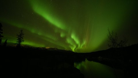 Incredible display of northern lights just outside of Whitehorse in Yukon Territory, Canada