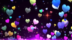 Colorful cartoon heart shaped starry sky stage video