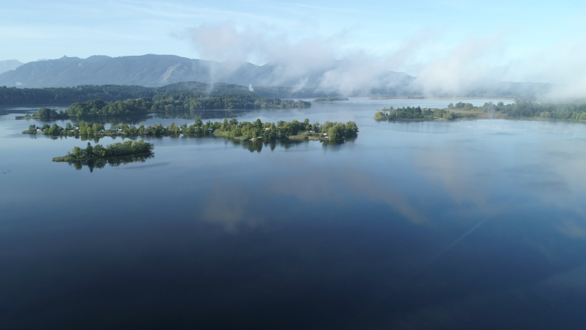 Lake Staffelsee with Buchau, Gradeneiland and Woerth Island