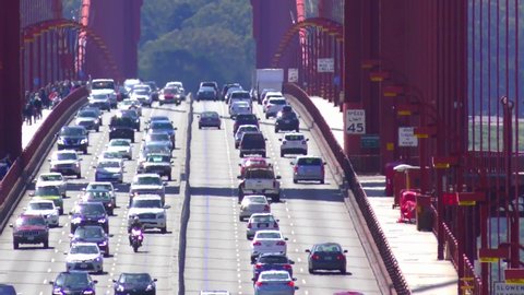Traffic on the Golden Gate Bridge, San Francisco, California, USA, circa April 2017