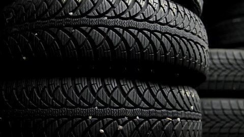 car tires with good service tread stock video