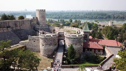 Belgrade Fortress or Kalemegdan castle in Belgrade, Serbia. From the Sky.