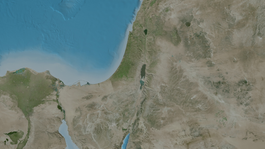 HaDarom, district with its capital, zoomed and extruded on the satellite map of Israel in the conformal Stereographic projection