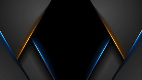 Black tech abstract motion design with blue and orange neon laser lines. Glowing futuristic background. Seamless looping. Video animation Ultra HD 4K 3840x2160