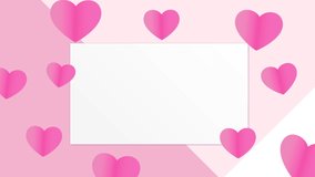 Valentines day greeting card with flying love hearts template, seamless loop 4K stock video