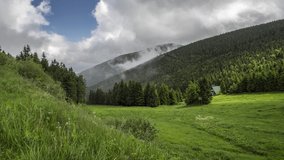 Time lapse in Czech republic nature, beautiful meadow and mountains, European nature