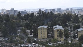 Addis Abeba, Ethiopia, African street landscape stock video. 