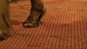 Ethiopian dancer legs close up while dancing stock video. 