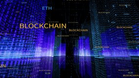 4k Blockchain Animated Tag Word Cloud,Digital binary code urban,important Related terms about block chain.BTC,ETH,XRP,BCH,LTC,DASH,XMR,EOS,XLM,USDT,ADA,MIOTA,seamless loop.  - Powered by Shutterstock - Get 15% off with code: PIKWIZARD15