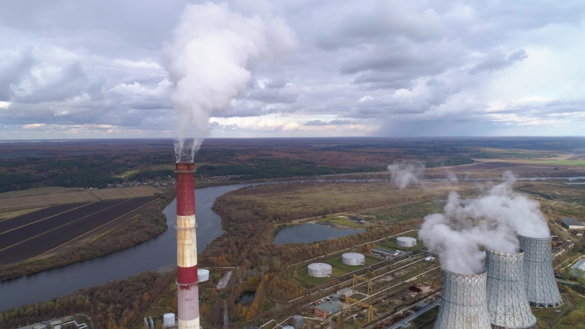 Autumn landscape with smoke coming from Chimney image - Free stock ...