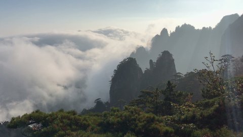 Landscape of Huangshan (Yellow Mountains). UNESCO World Heritage Site. Located in Huangshan, Anhui, China.