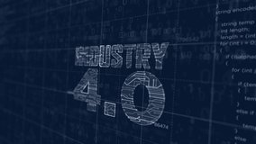 Industry 4.0 sign project creating. Abstract concept of innovation, cyber technology, business, automate factory and robotic production 3d animation. Drawing digital scheme line of futuristic idea. - Powered by Shutterstock - Get 15% off with code: PIKWIZARD15