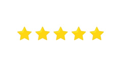 2D Motion 5 stars that reflect the concept of star rating based on customer satisfaction.