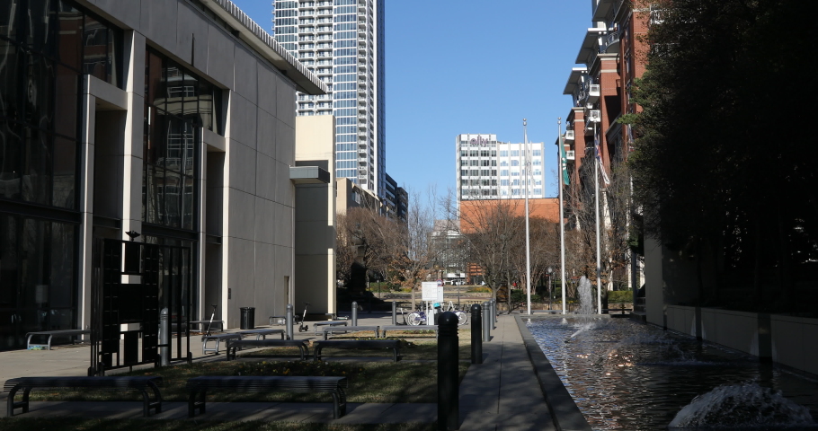 Charlotte, North Carolina scene in downtown area 4K