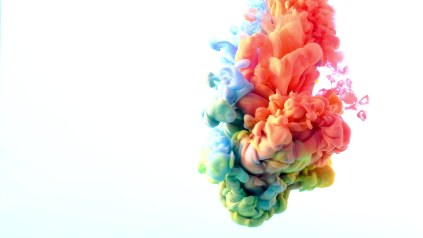 4K , Color paint drops in water , abstract color mix , drop of Ink color mix paint falling on water Colorful ink in water, 4K footage, Royalty-Free Stock Footage #1044727075
