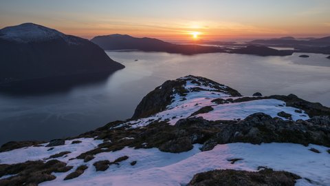 Cold sunset over the fjord