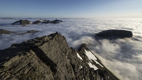 Evening over the mountains with inversion