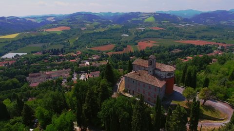 Aerial Drone Shot of Brisighella Ravenna Emilia Romagna Italy
