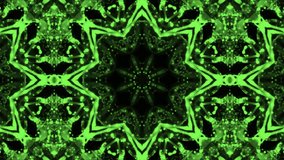 
Poly Art Kaleidoscope green motion flower abstract rose 4k seamless rotation bright neon