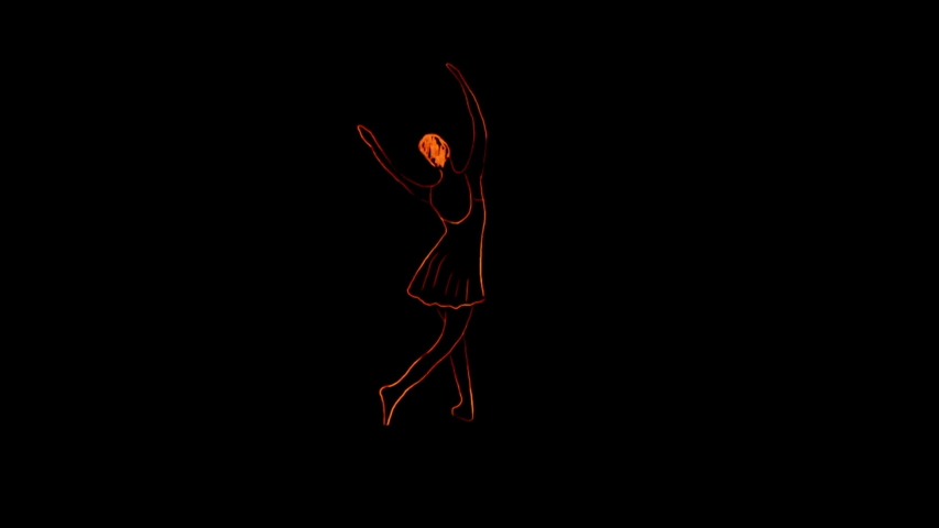 Dance Animation young Ballet sketch red silhouette black background 