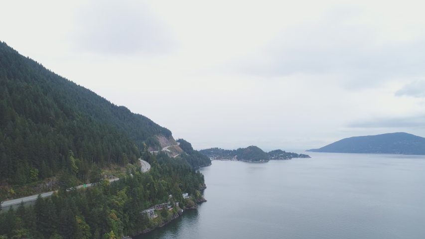 Foggy Mountainside, Canada British Columbia Ocean, Mountain View