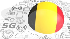 Mobile gadgets technology concept animation. Circle frame with technology thin line icons. 5G Network Symbol. Flag of the Belgium - Powered by Shutterstock - Get 15% off with code: PIKWIZARD15