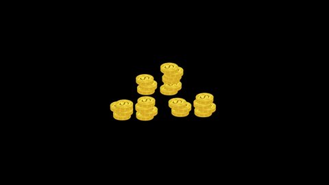 Money coin icon animation. ALPHA background with animation.