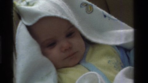 CALIFORNIA USA-1975: Minion White Yellow Big Eyes Baby Infant Nose Not Happy