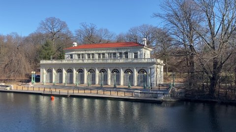 Prospect Park Boathouse and Audubon Center, Boathouse on the Lullwater of the Lake is located in the eastern part of Prospect Park in Brooklyn NY January 17 2020