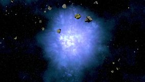 Blue nebula on the back of asteroids field in the outerspace. - Powered by Shutterstock - Get 15% off with code: PIKWIZARD15
