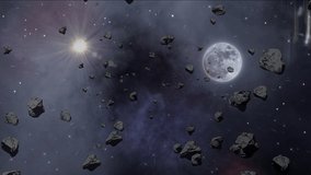 Moon of the outer space inside of asteroids field. - Powered by Shutterstock - Get 15% off with code: PIKWIZARD15