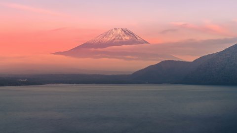 8K Sunset of Mr. FUJI at autumn in Japan 