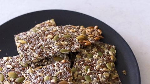 Paleo crackers with seeds, homemade healhy food, vegan, vegetarian and keto diet